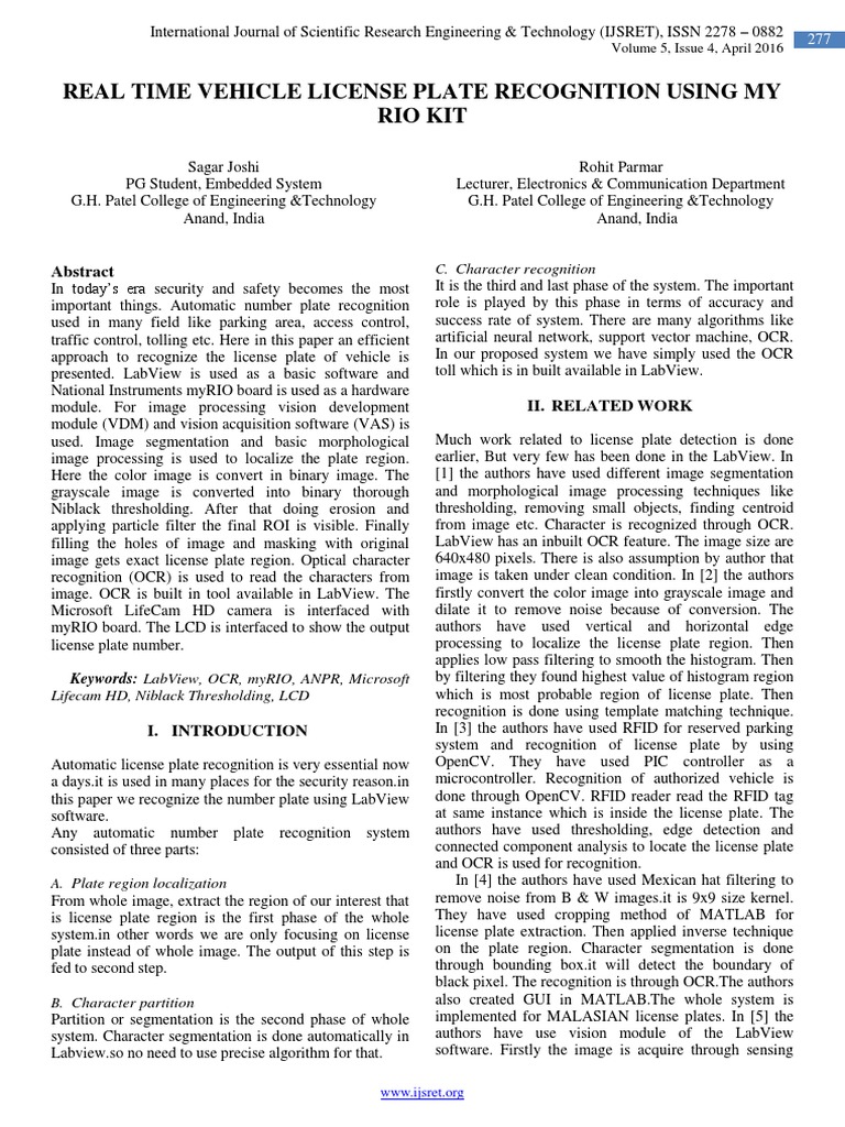 Real-Time License Plate Recognition | PDF | Optical Character ...