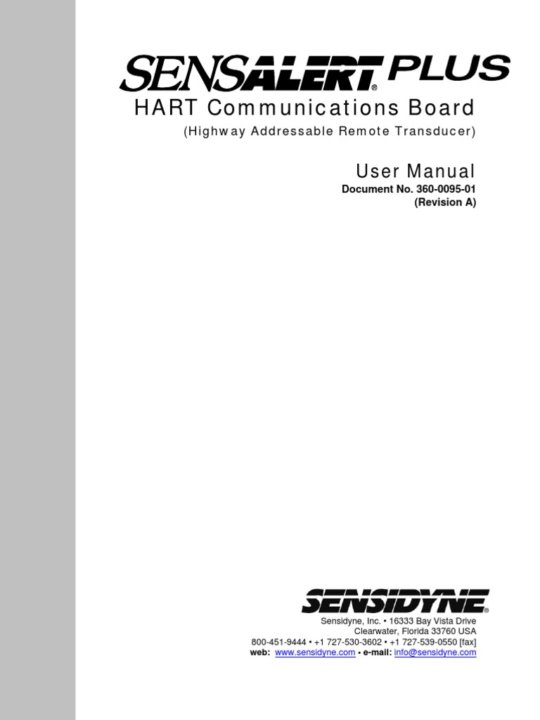 SensAlert Plus HART Kit Manual | PDF | Bit | Relay