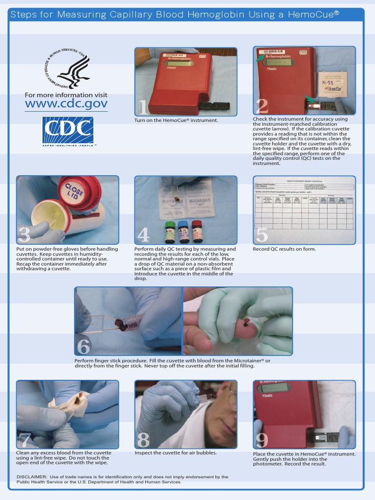 Measuring Capillary Blood Hemoglobin Steps | PDF