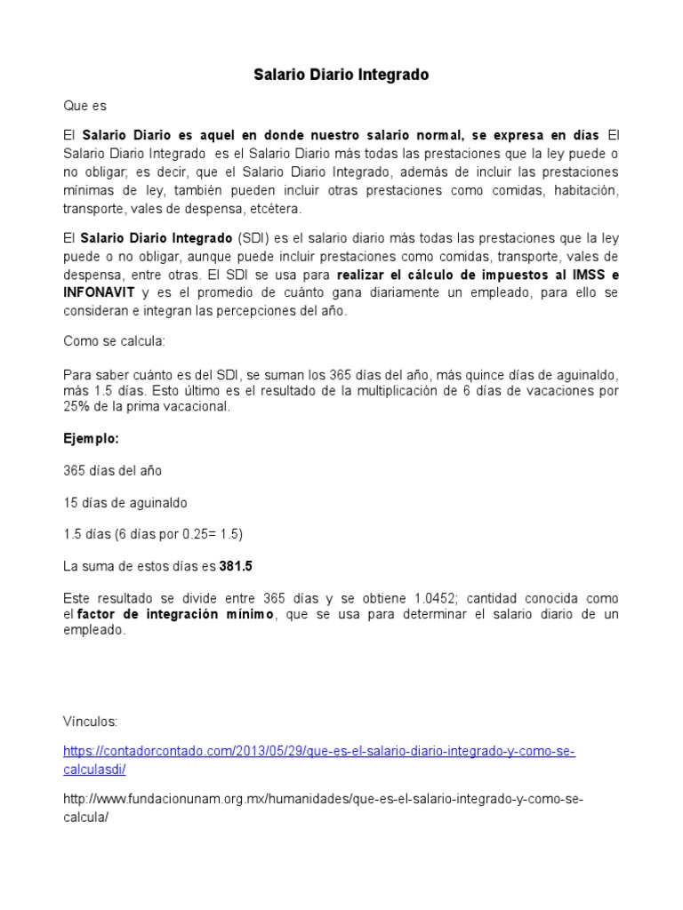Salario Diario Integrado | PDF