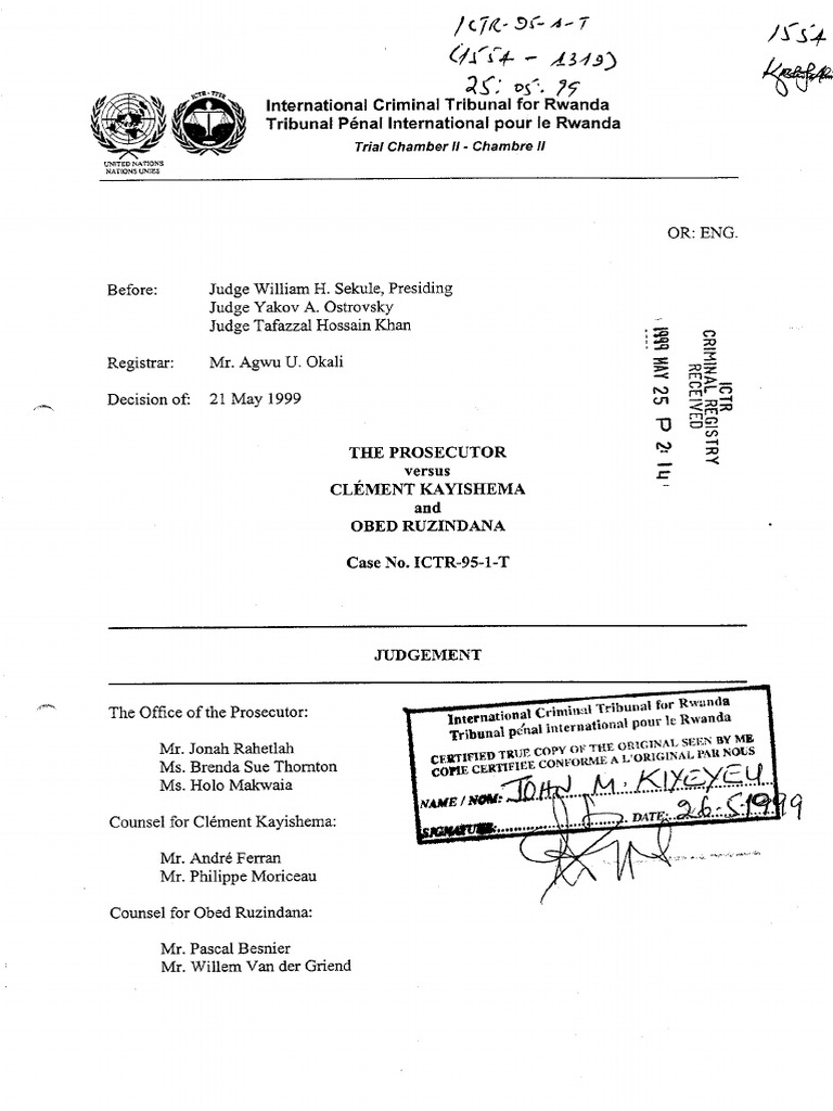 Kayishema and Rnzidanda | PDF | Hutu | Crimes Against Humanity