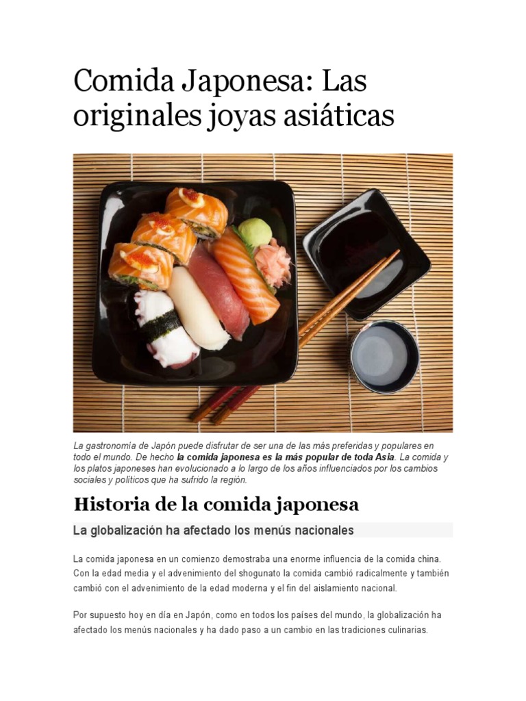 Comida Japonesa: Las originales joyas asiáticas