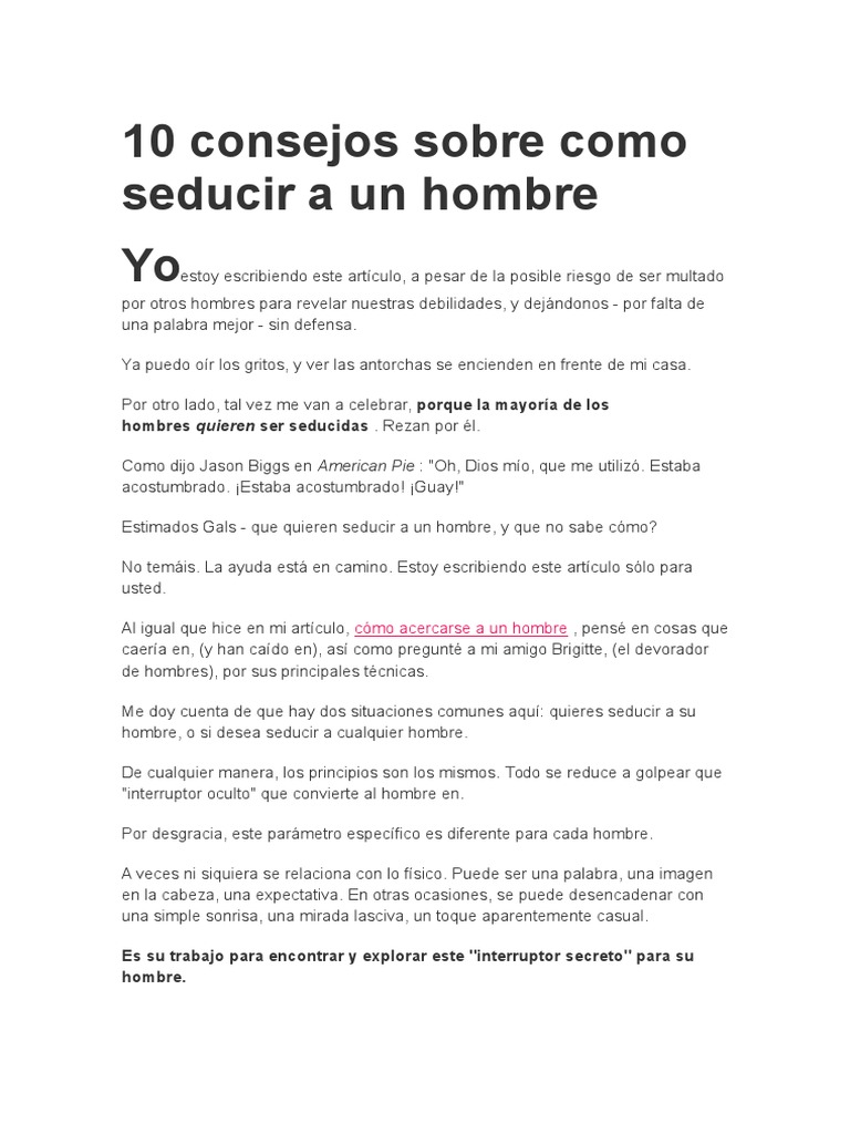 10 Consejos para Seducir a un Hombre | PDF | Perfume | Amor