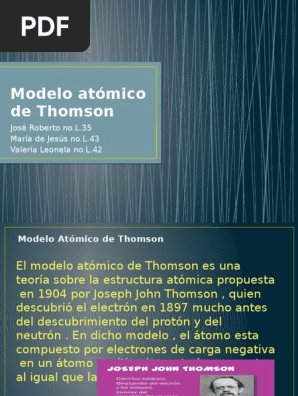 Modelo Atomico De Thomson átomos Electrón