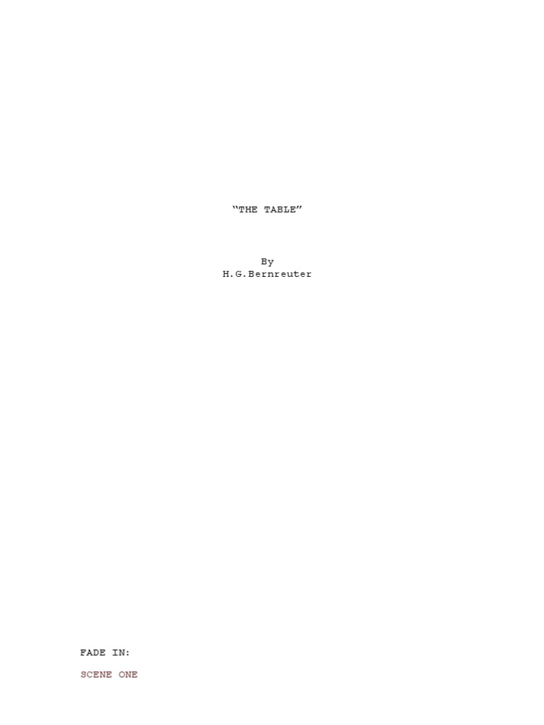 "The Table" Scene One PDF Leisure
