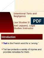 Intentional Torts, Neglience and Personal Injury, Law Studies II, Joel Leppard, Legal Studies Instructor