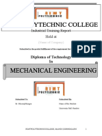 Diploma of Technology In: Industrial Training Report Held at