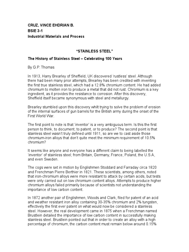 Industrial Materials and Process Stainless Steel PDF Heat Treating