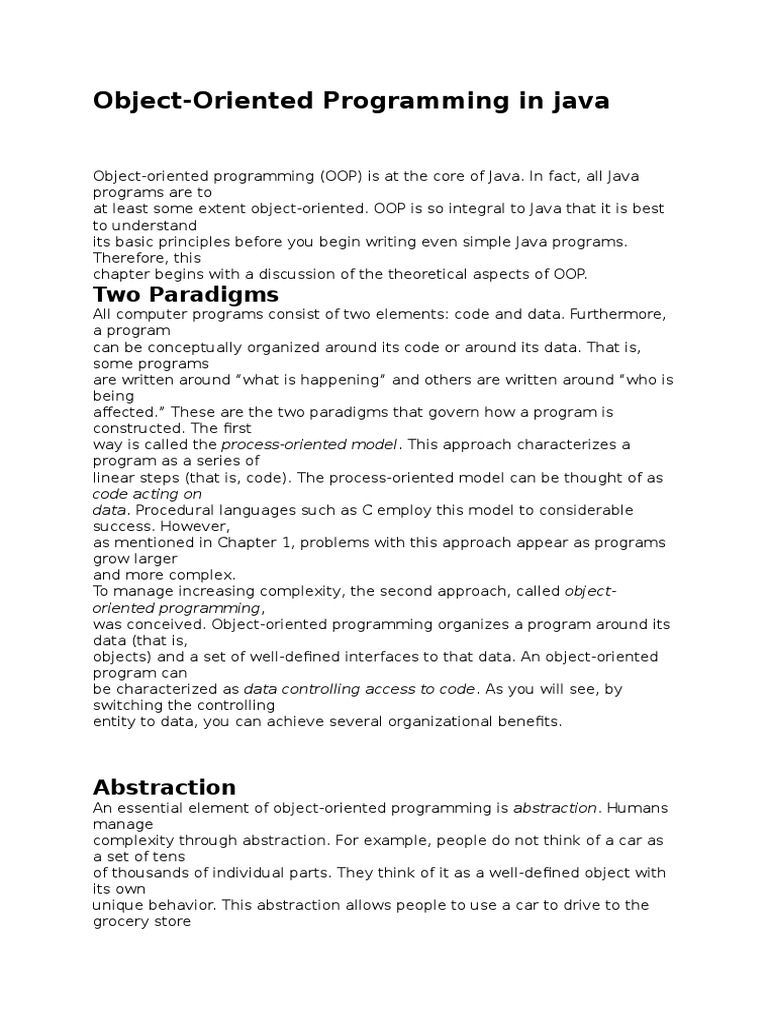 Object Oriented in Java | PDF | Object Oriented Programming | Object ...