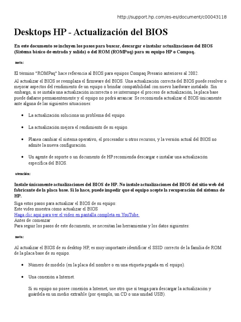 Guía para Actualizar BIOS en HP | PDF | Bios | Memoria de sólo lectura