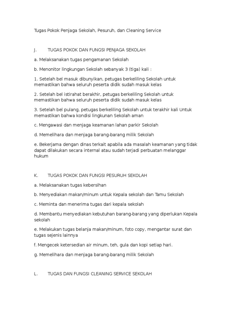 Tupoksi Penjaga Sekolah