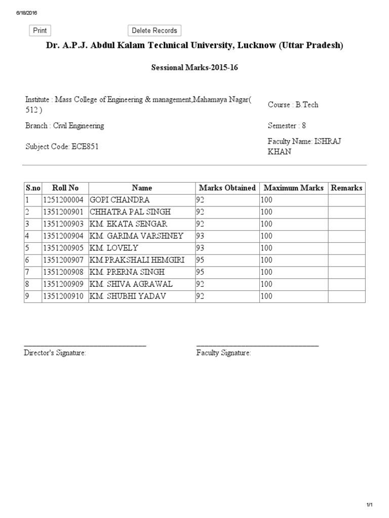B.Tech Civil Engineering Sessional Marks | PDF | Computers | Career ...