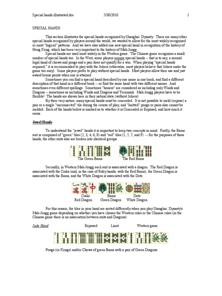 Special Hands Illustrated | Mahjong | Leisure