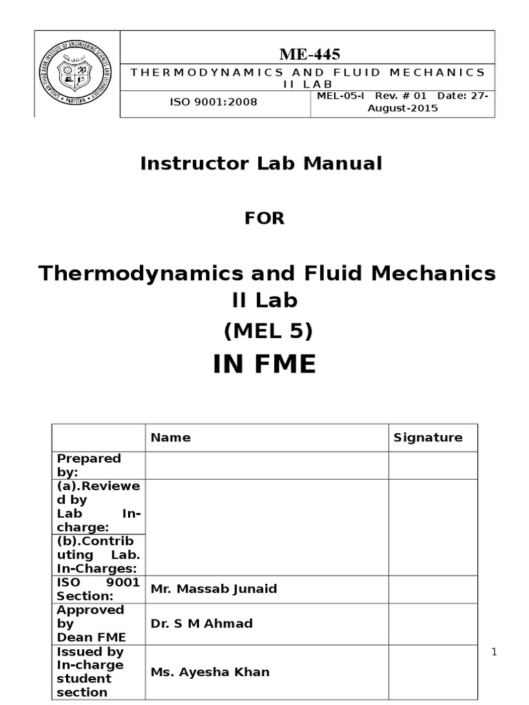Fluid Mechanics Lab Manual Overview | PDF | Boundary Layer | Viscosity