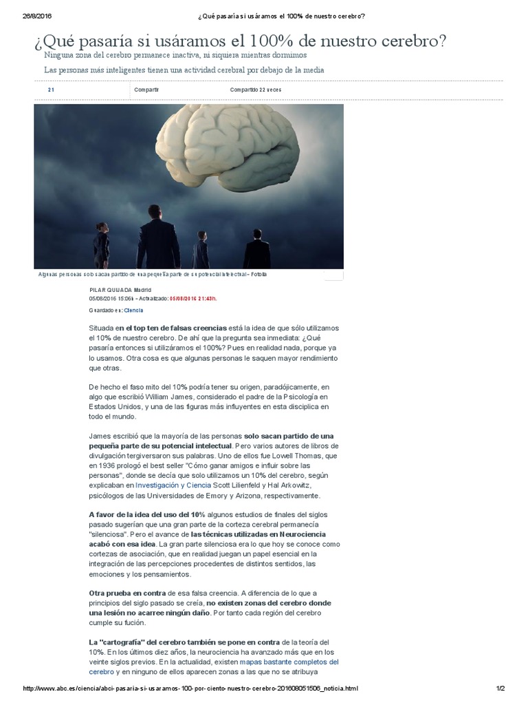 Que Pasaria Si Utilizaramos El 100 De Nuestro Cerebro