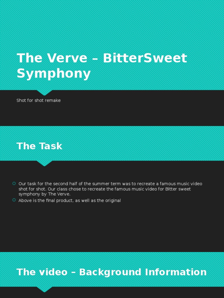 Bittersweet Symphony Shot For Shot Remake PDF Leisure
