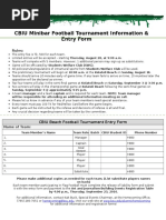 CBIU Minibar Football Tournament Information & Entry Form: Rules