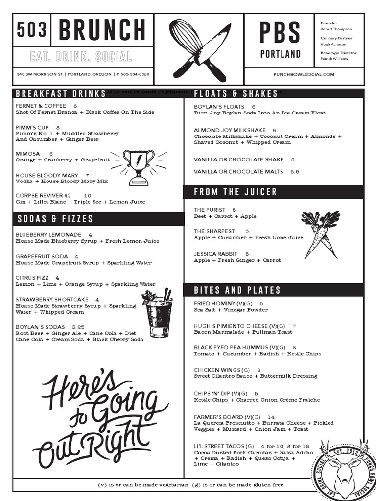 Punch Bowl Social Brunch Menu, 8.26.16 PDF Salad French Fries