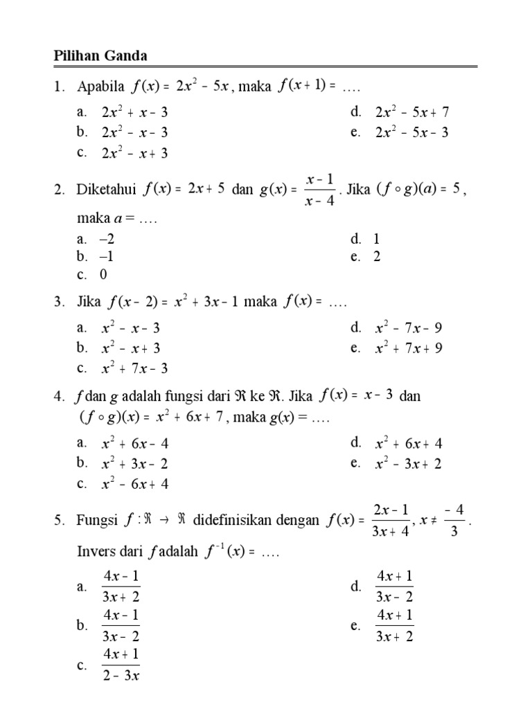 Soal Pilihan Ganda Induksi Matematika Kelas 11 Doc - Dunia Sosial