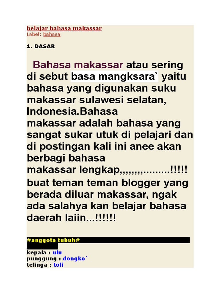 Belajar Bahasa Makassar