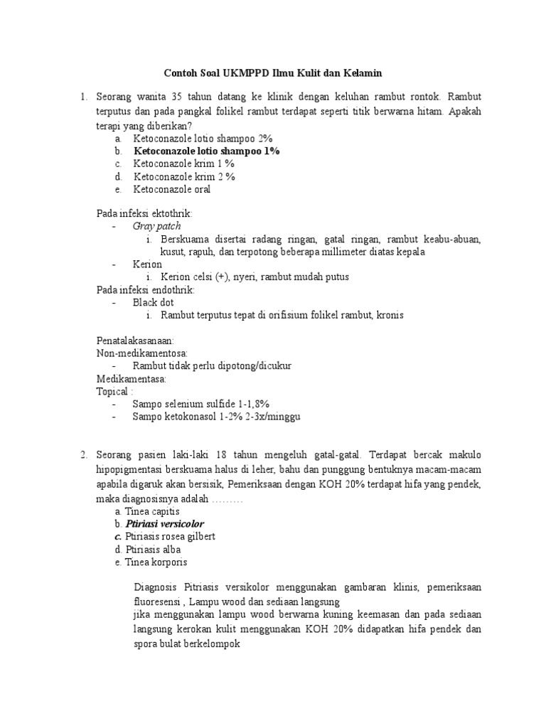 Contoh Soal UKMPPD Ilmu Kulit Dan Kelamin - Jamur
