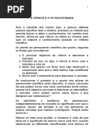 A Ciência e a Fé Raciocinada
