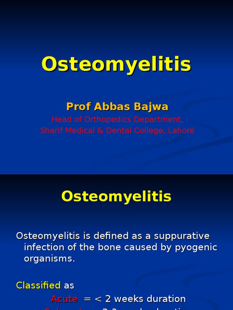 Osteomyelitis Ppt Inflammation Bone