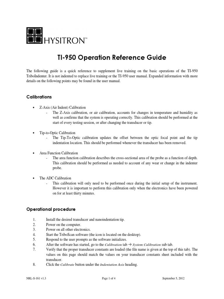 TI 950 Operational Reference Guide PDF | PDF | Calibration | Computing