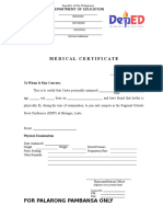 RSPC Medical Certificate Format