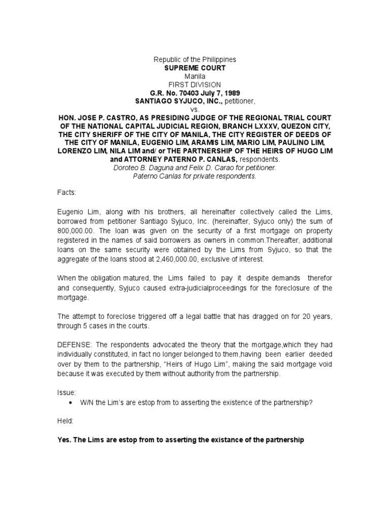 Case Digest Partnership Partnership Liquidation