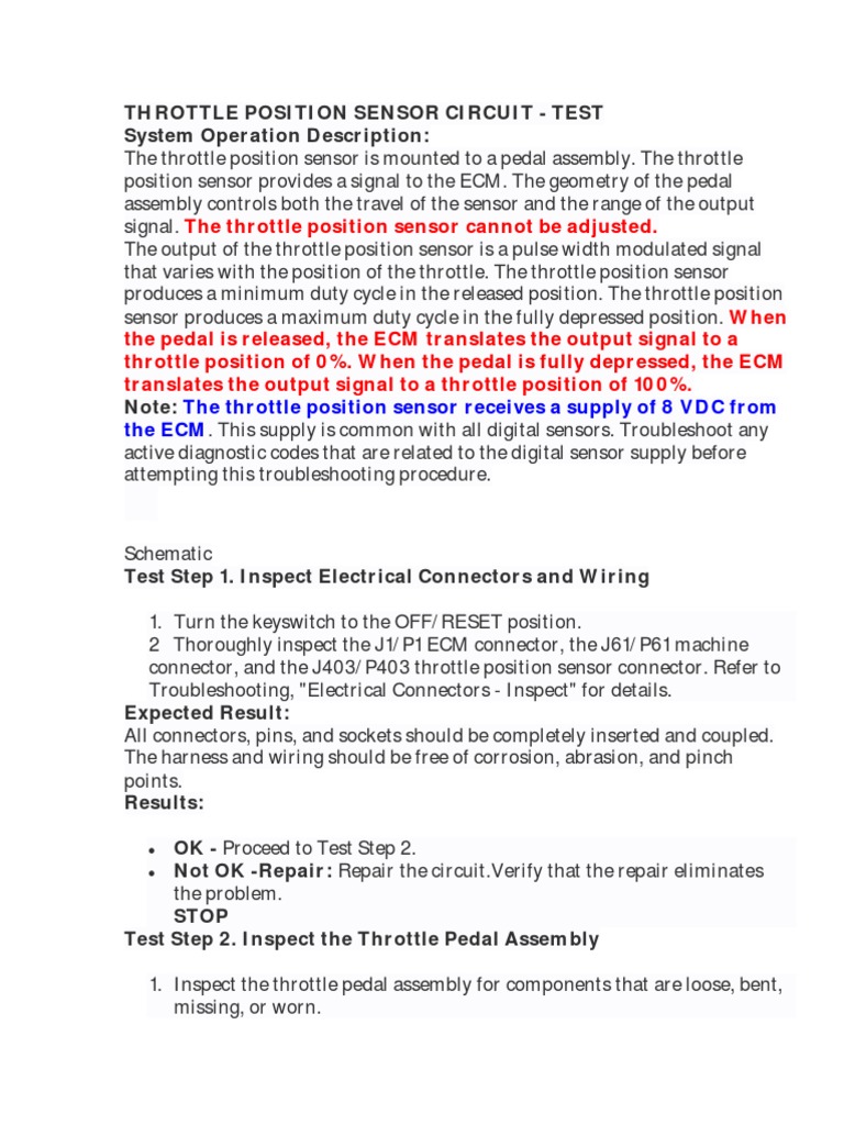 Throttle Position Sensor Circuit PDF Electrical Connector Throttle