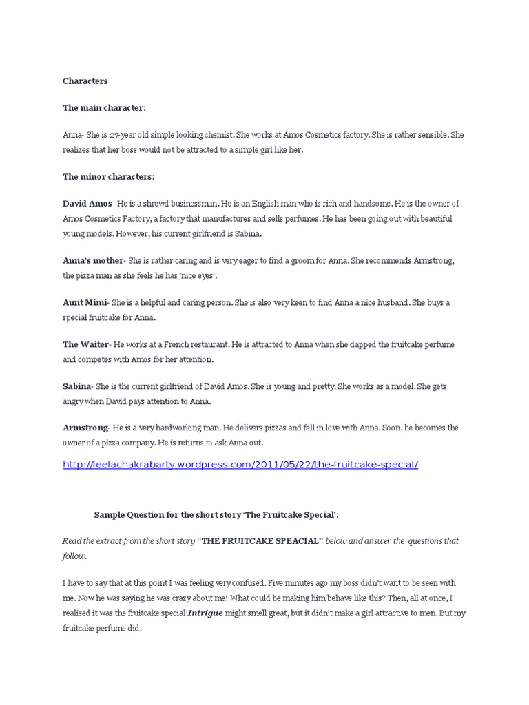 Read The Extract From The Short Story "THE FRUITCAKE SPEACIAL" Below and Answer The Questions