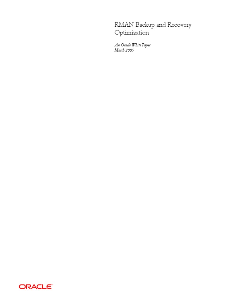 RMAN Backup Performance Optimization | PDF