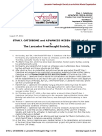 Stan J. Caterbone v. Lancaster Freethought Society August 27, 2016 With Lawsuit of August 25, 2016 Published On August 27, 2016