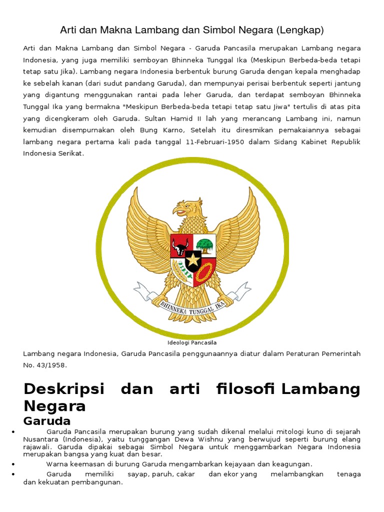 Arti Dan Makna Lambang Dan Simbol Negara Docx