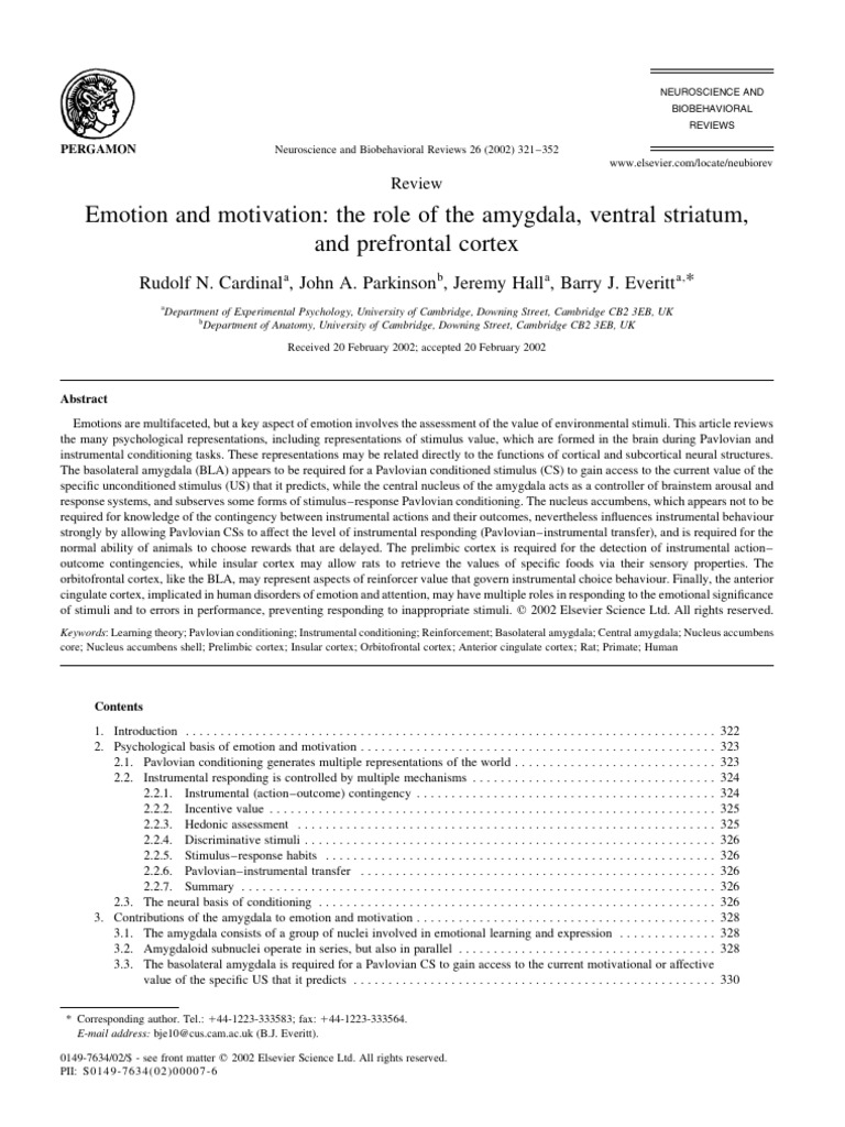 Emotion and Motivation: The Role of The Amygdala, Ventral Striatum, and ...