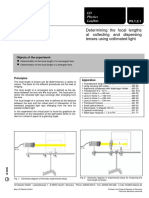 Optics: Determining The Focal Lengths at Collecting and Dispersing Lenses Using Collimated Light