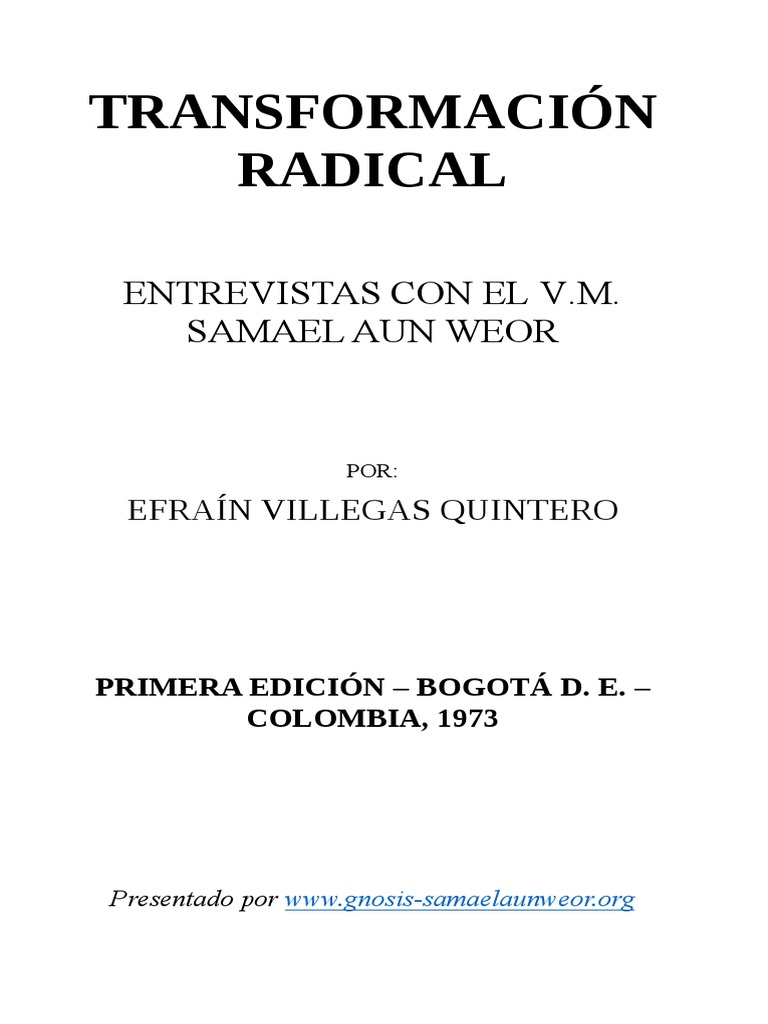 1973 Samael Aun Weor La Transformación Radical PDF | PDF | Felicidad ...