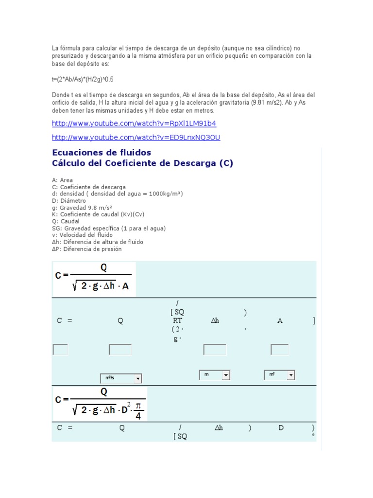 La Fórmula Para Calcular El Tiempo de Descarga de Un