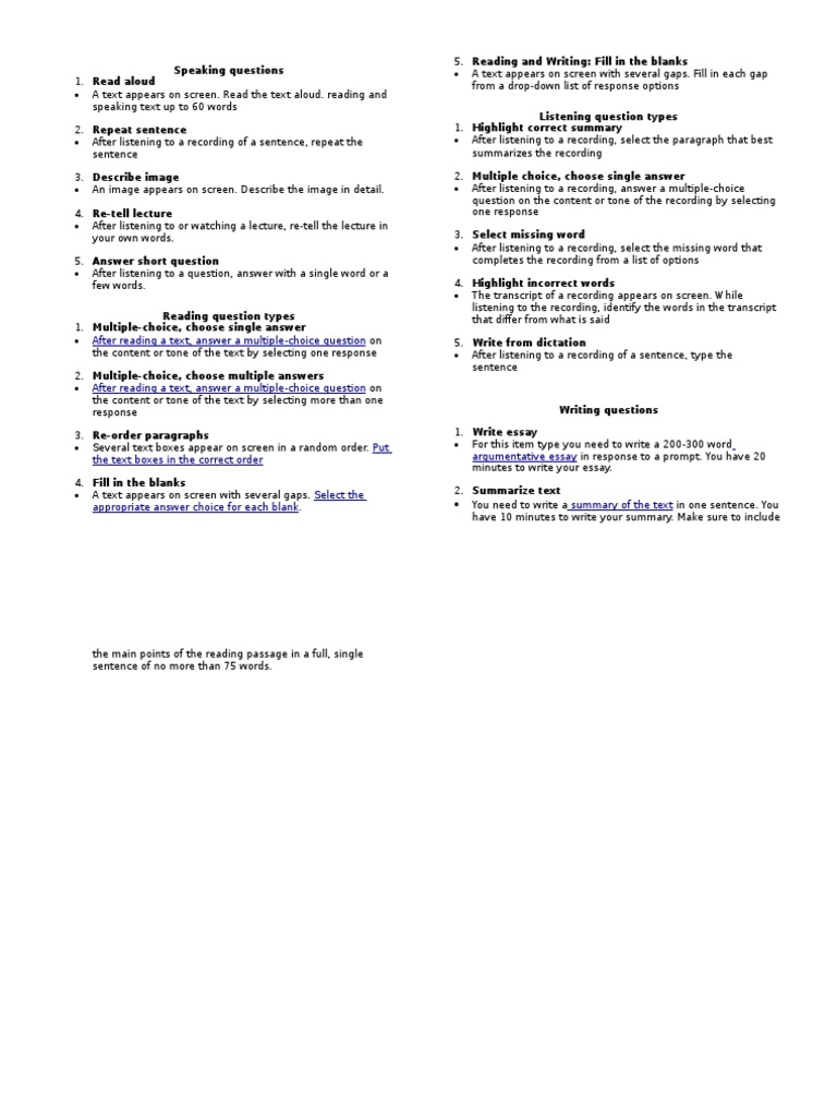 Pte Question Types Pdf
