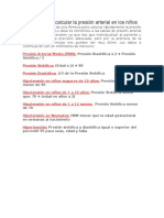 Fórmulas para Calcular La Presión Arterial en Los Niños