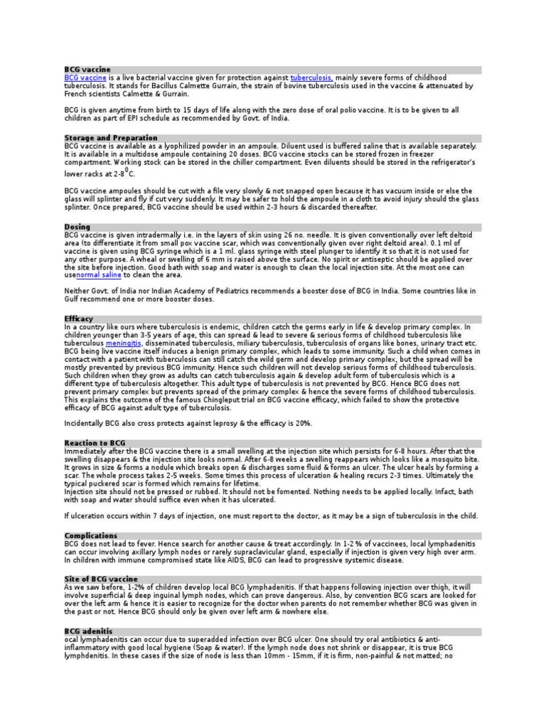BCG Vaccine | PDF | Tuberculosis | Vaccines