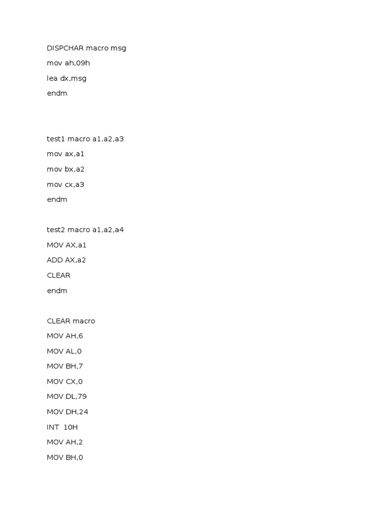 8086 Macro Processor Example Code | PDF