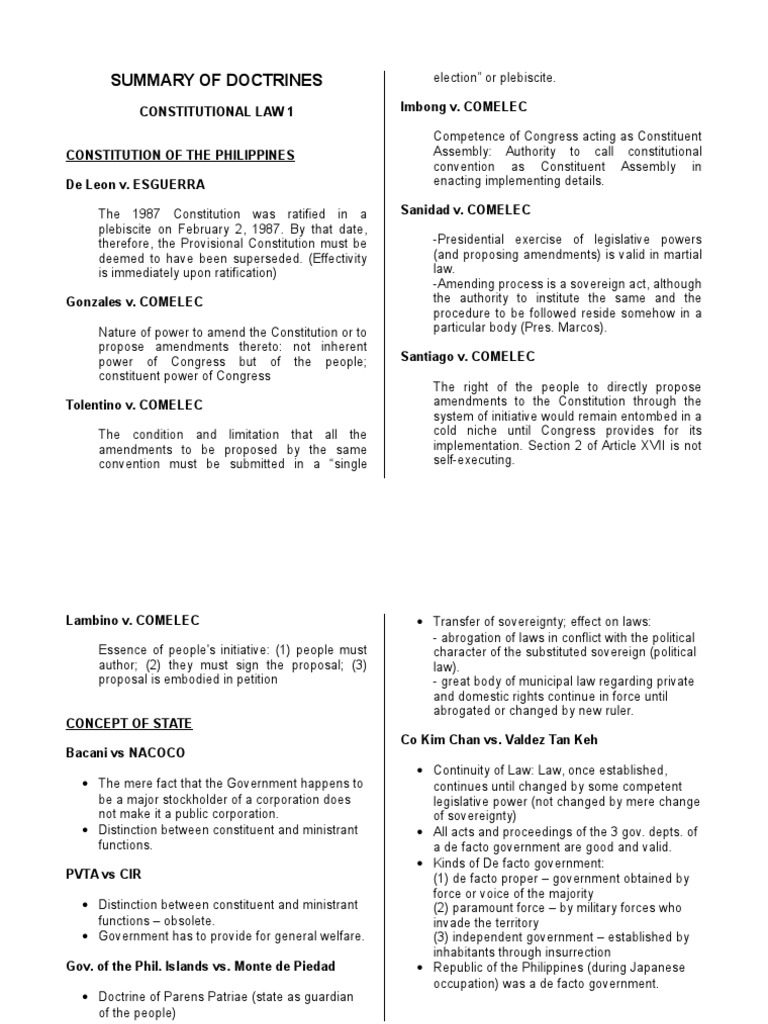 Political Law Case Doctrines | PDF | Sovereign Immunity | Executive ...