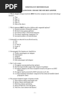 Immunology Midterm Exam Multiple Choice Questions: Choose The One Best Answer