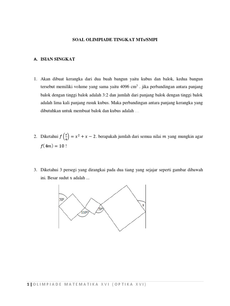 Contoh Soal Olimpiade Mts Smpi Optika Uin