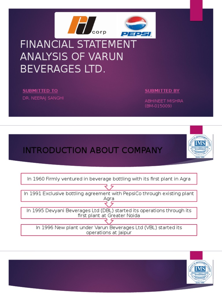 Financial Statement Analysis of Varun Beverages LTD PDF Balance
