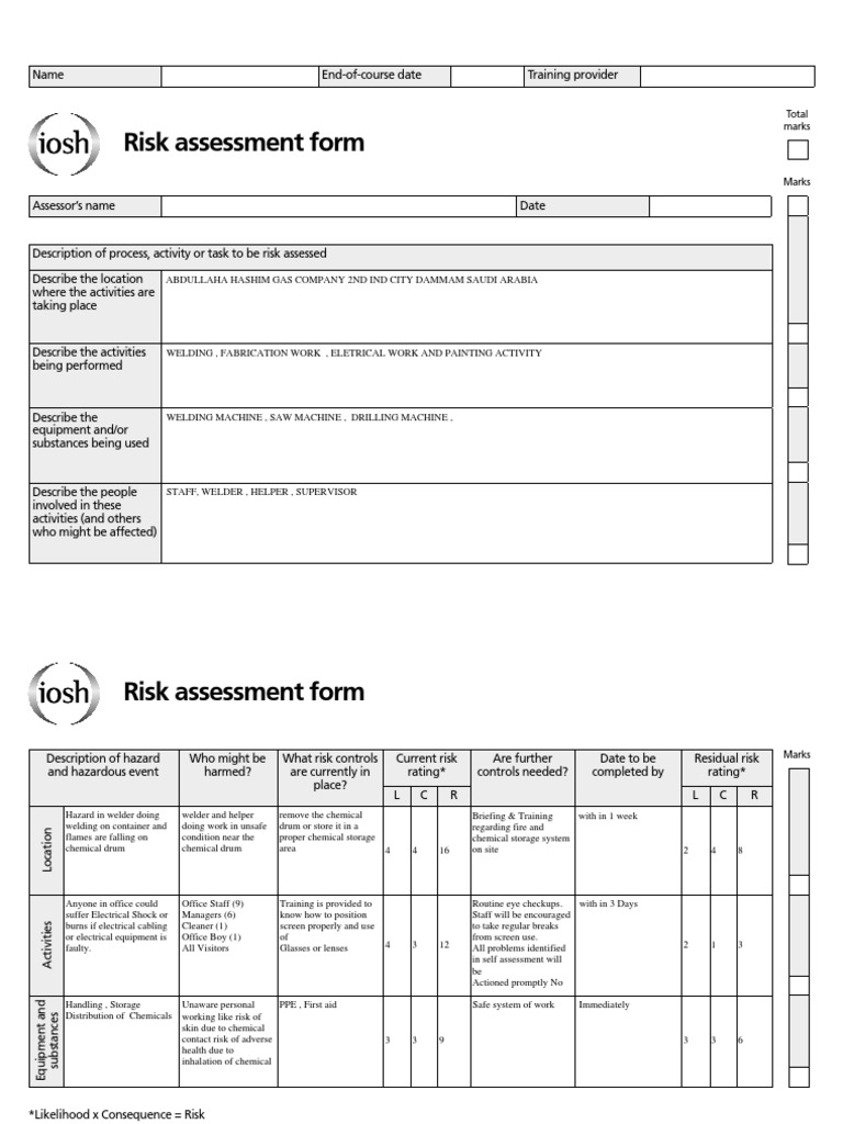 Welding and Electrical Risk Assessment | PDF | Welding | Construction