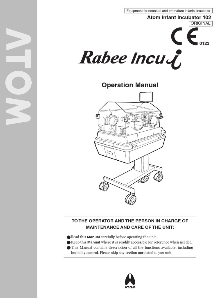 Infant Incubator ATOM Rabee Incu-i Operation Manual | Electrical