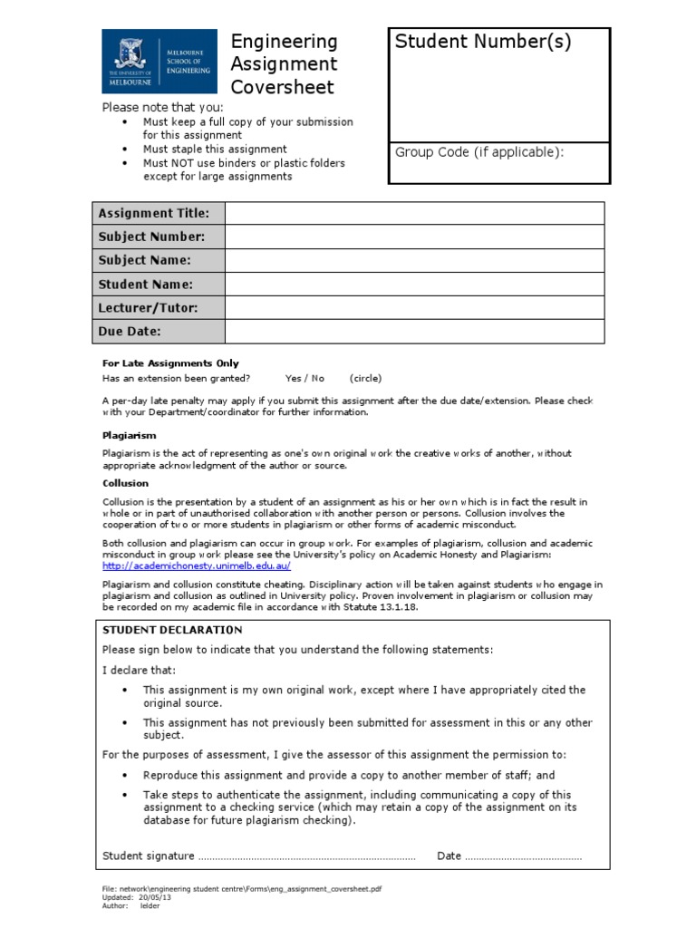 Engineering Assignment Coversheet | PDF